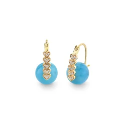 Gold & Diamond Heart Turquoise Earrings