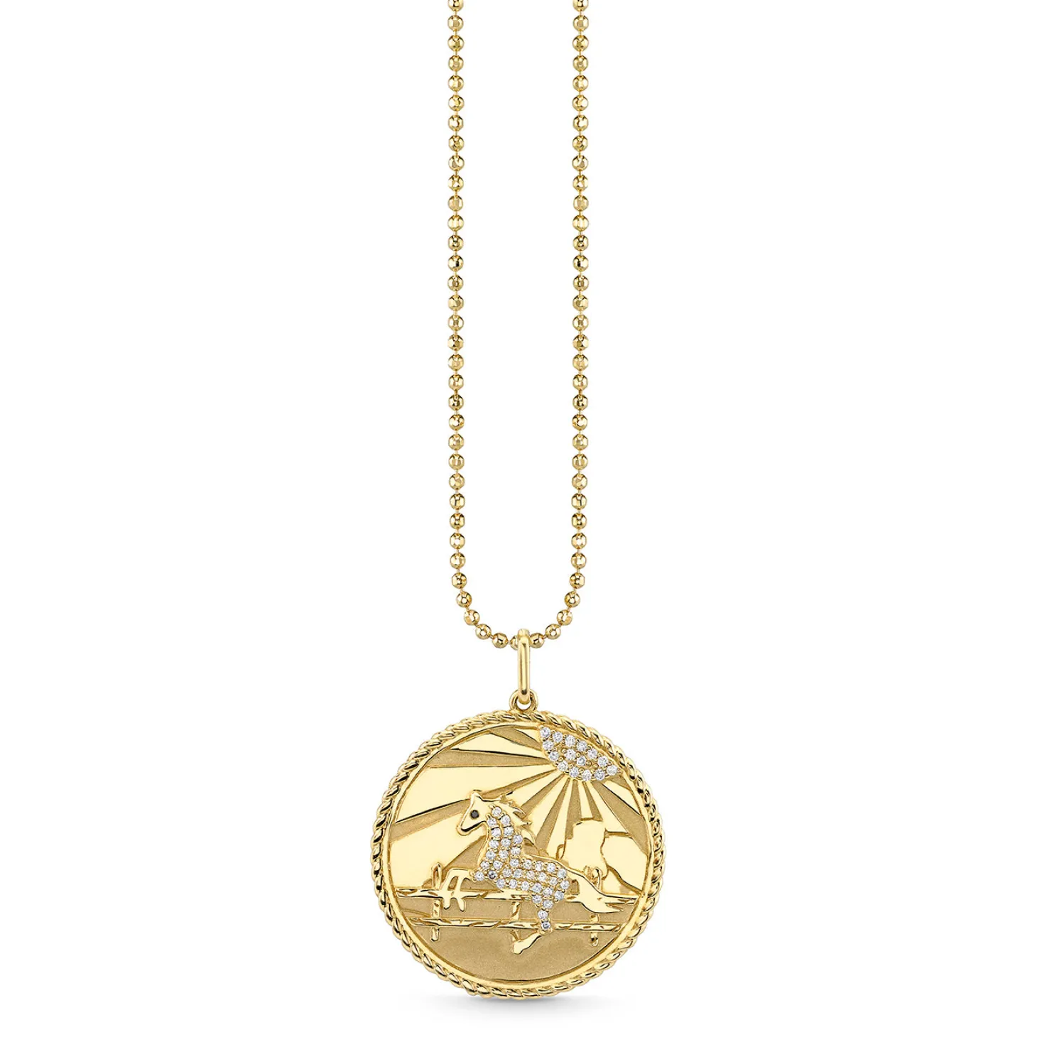 Gold & Diamond Horse Coin Charm