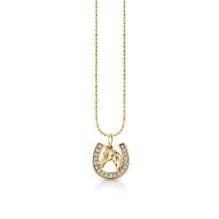 Gold & Diamond Horse Horseshoe Charm