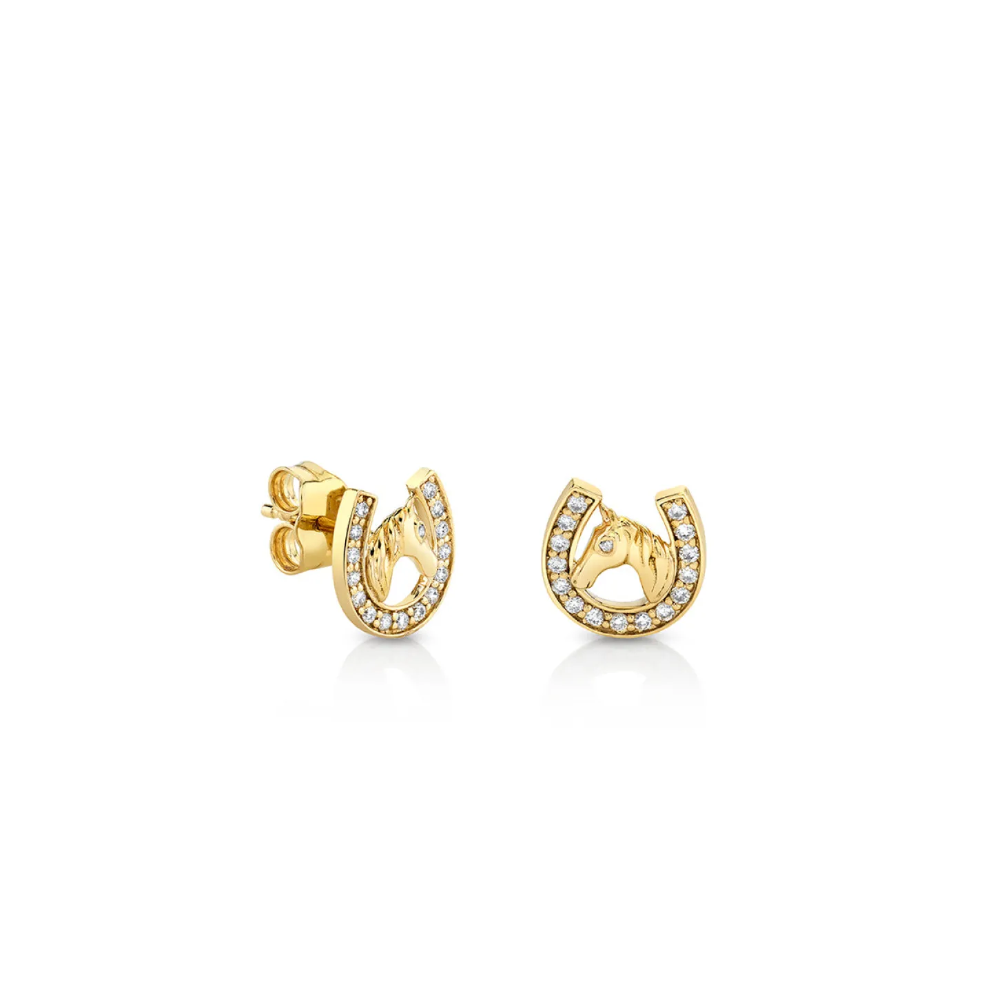 Gold & Diamond Horse Horseshoe Stud