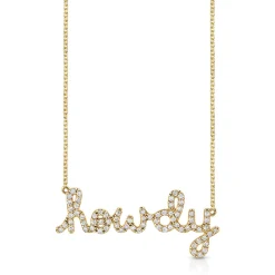 Gold & Diamond Howdy Script Necklace