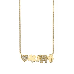Gold & Diamond Icon Bar Necklace