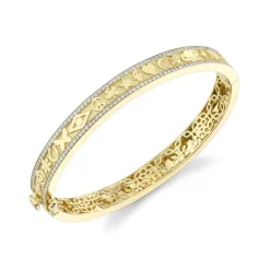Gold & Diamond Icon Hinge Bangle