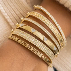Gold & Diamond Icon Hinge Bangle