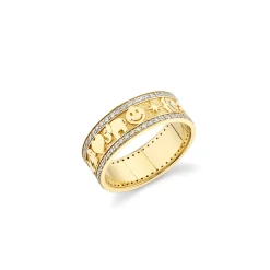 Gold & Diamond Icon Ring Band