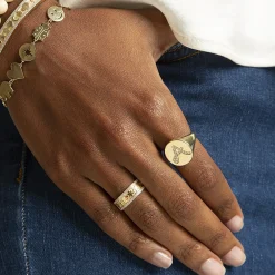 Gold & Diamond Icon Ring Band
