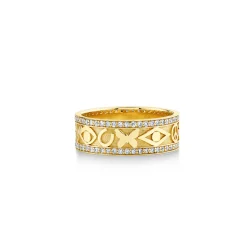 Gold & Diamond Icon Ring Band