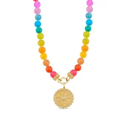 Gold & Diamond Icon Wheel Jade Necklace