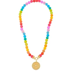 Gold & Diamond Icon Wheel Jade Necklace