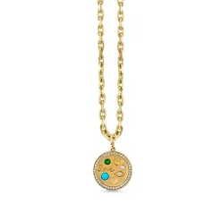 Gold & Diamond Iconography Circle Charm
