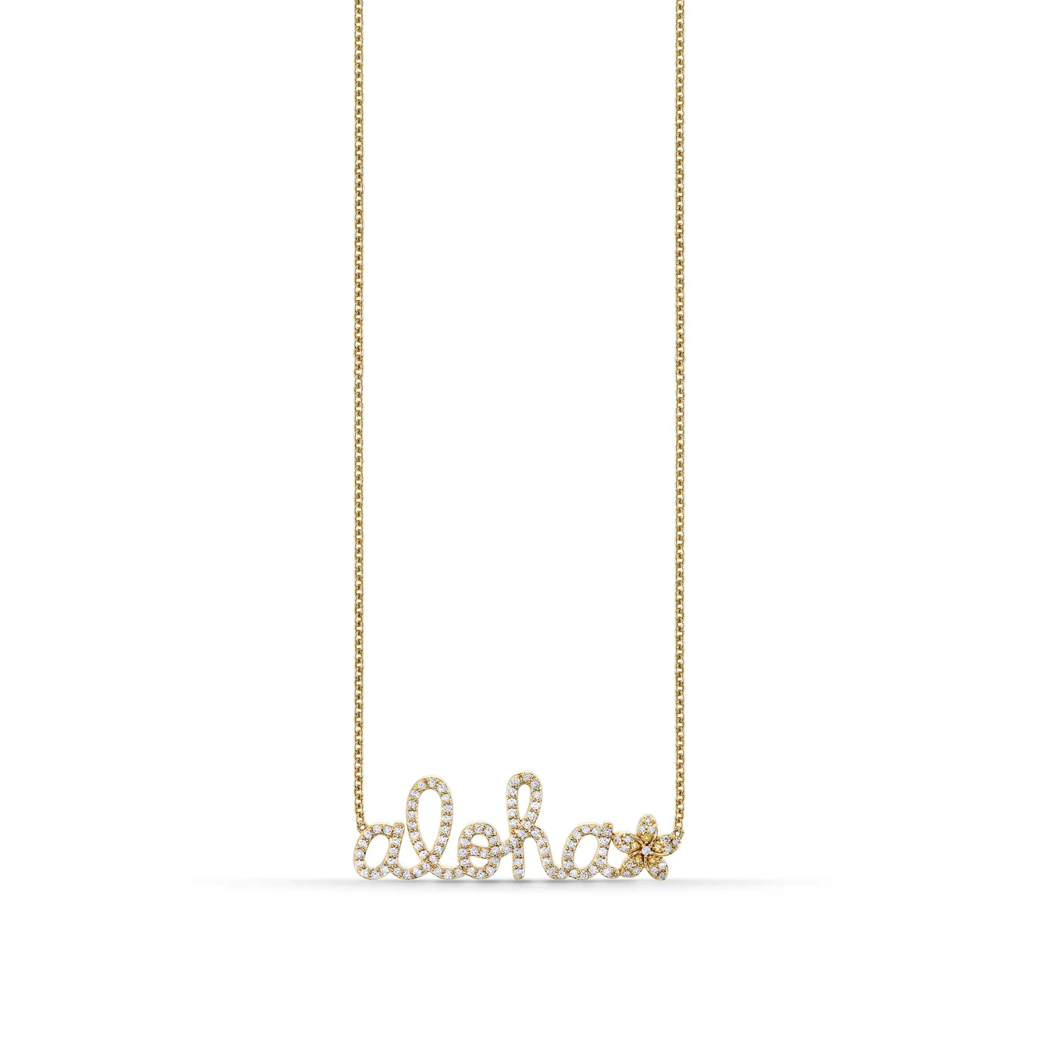 Gold & Diamond Large Aloha Plumeria Necklace