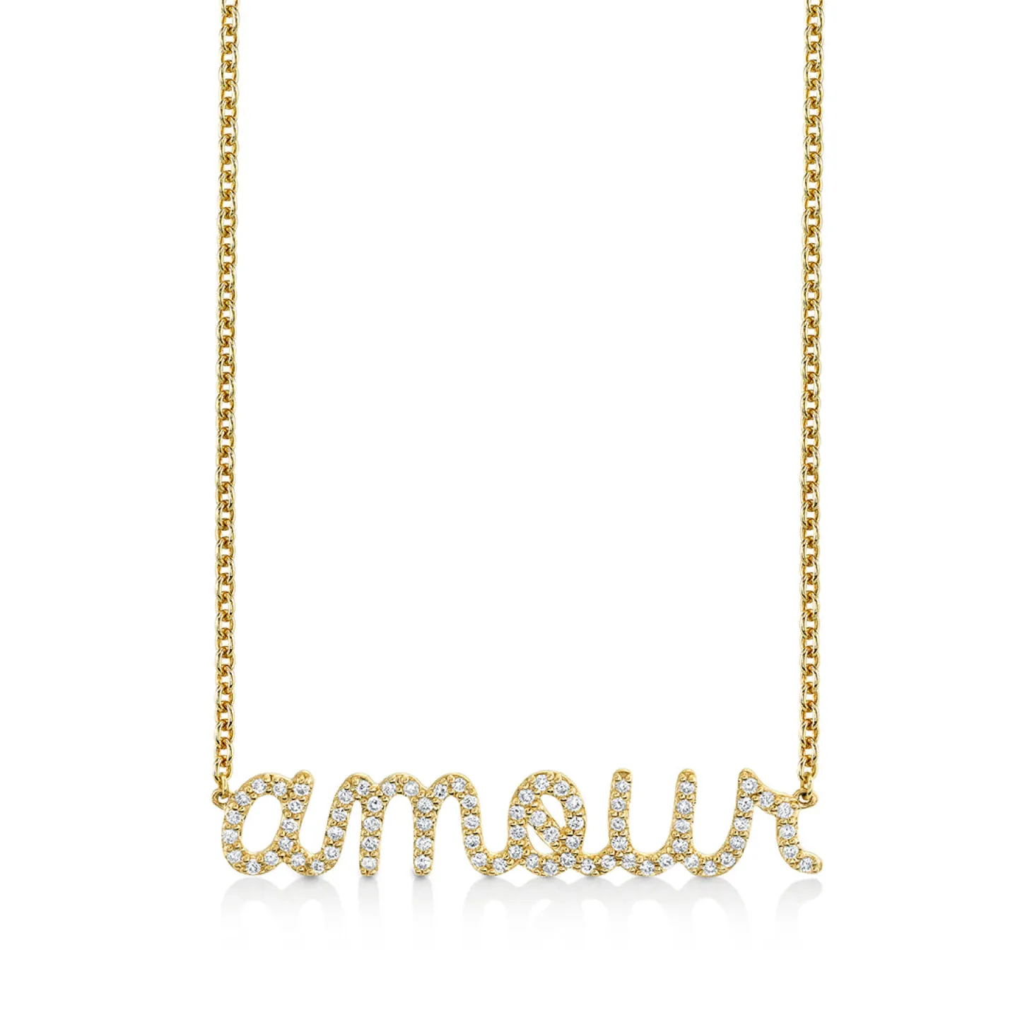 Gold & Diamond Large Amour Script Necklace