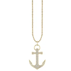 Gold & Diamond Large Anchor Charm