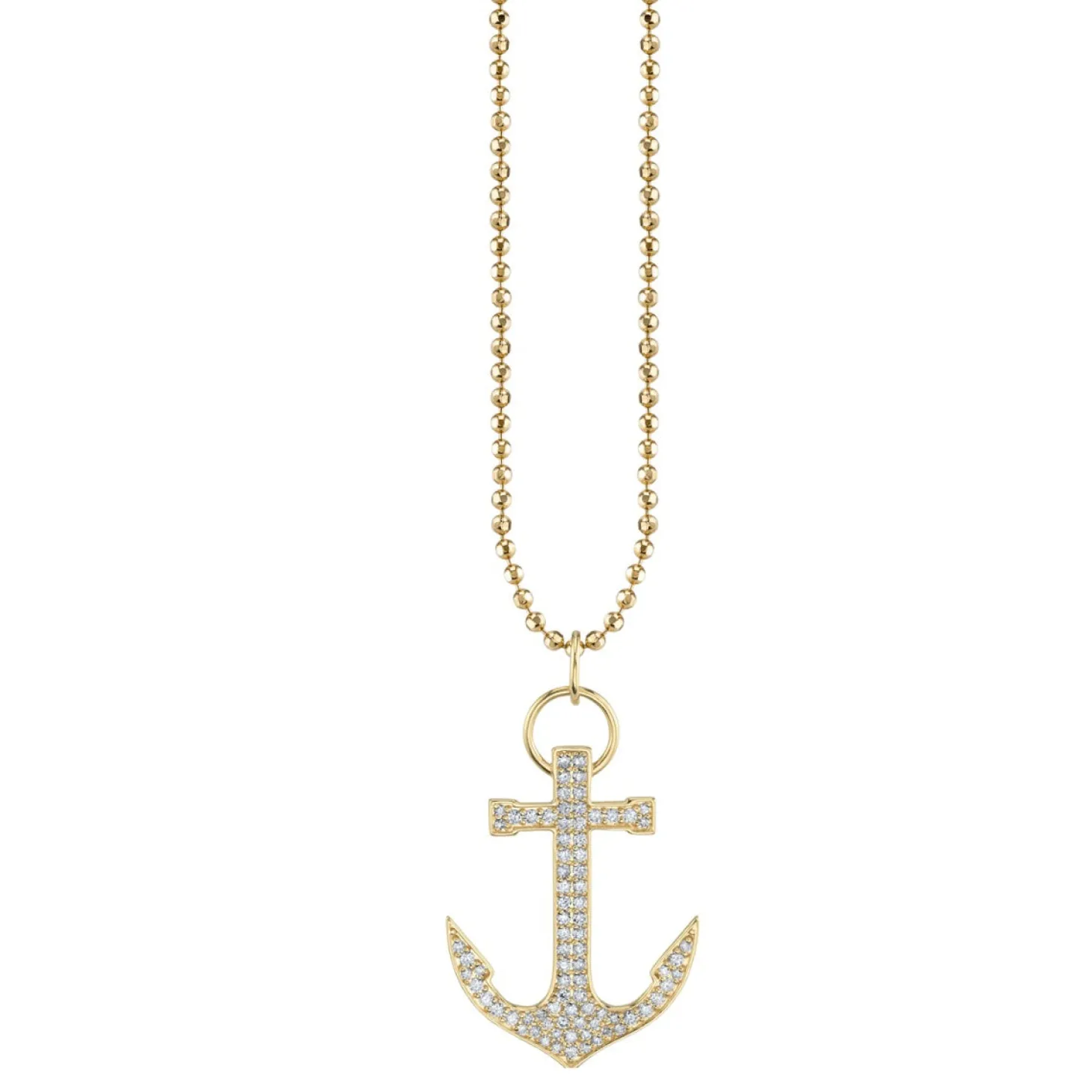 Gold & Diamond Large Anchor Charm