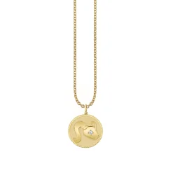 Gold & Diamond Large Aquarius Zodiac Medallion