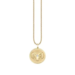 Gold & Diamond Large Aries Zodiac Medallion