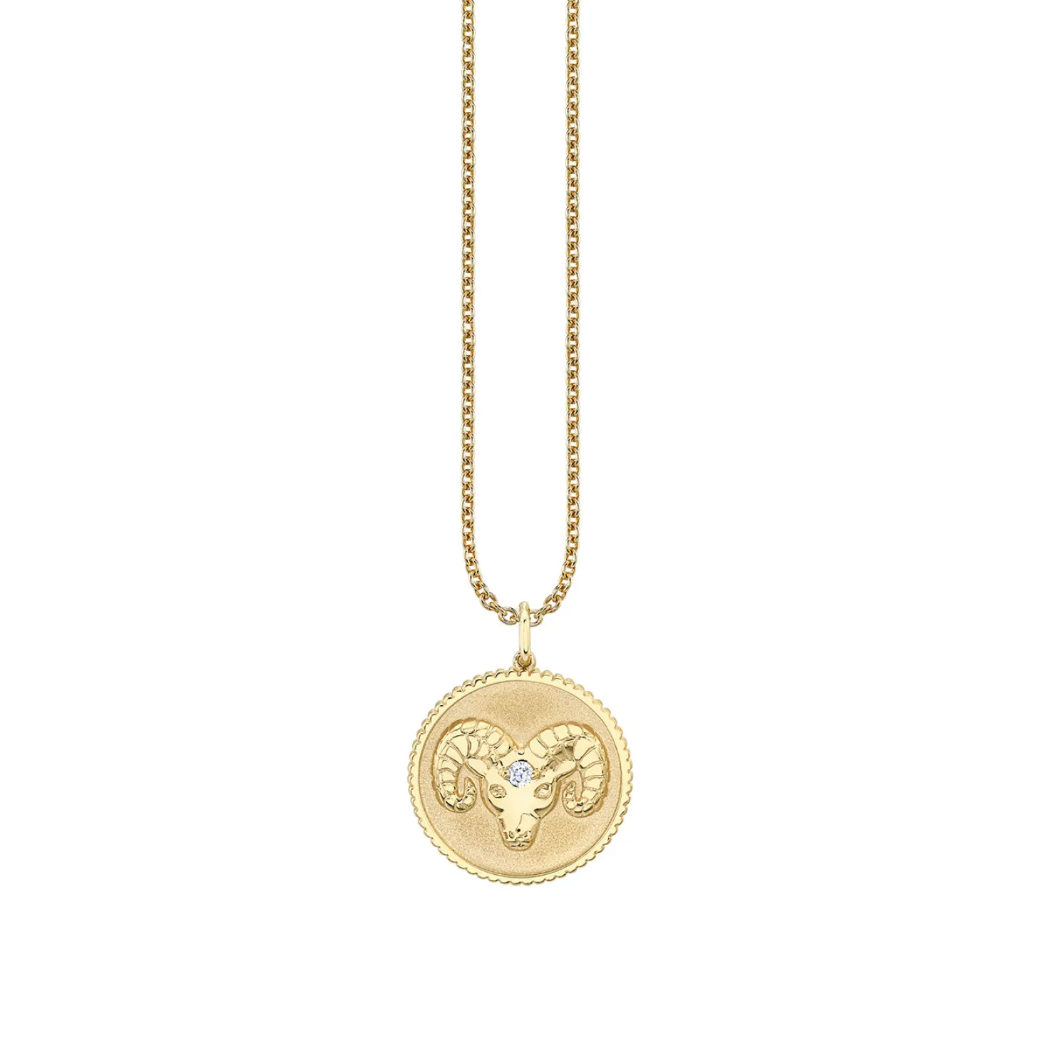Gold & Diamond Large Aries Zodiac Medallion