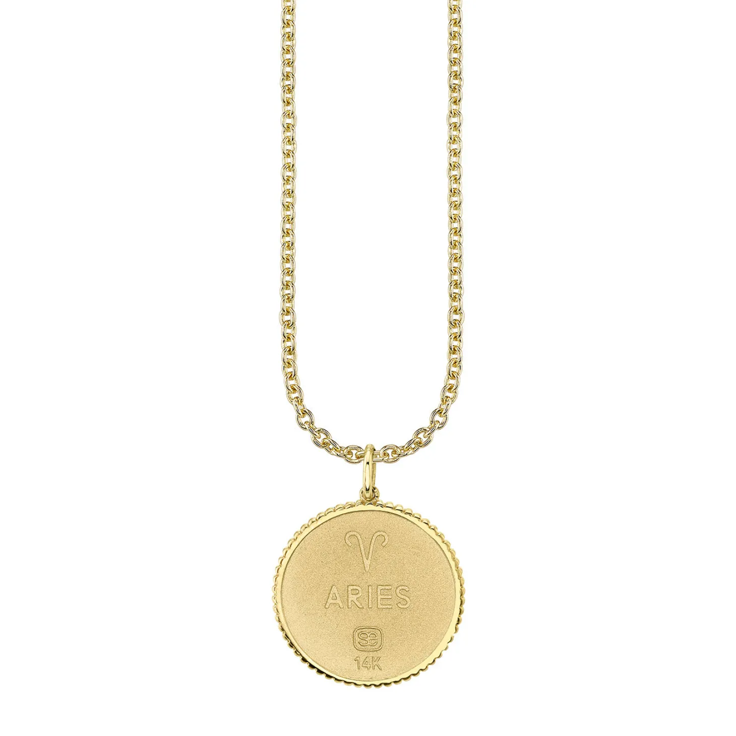 Gold & Diamond Large Aries Zodiac Medallion