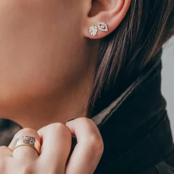 Gold & Diamond Large Bezel Eye Stud