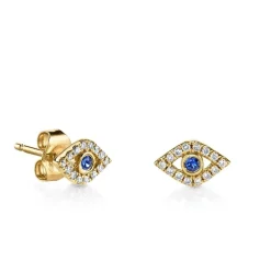 Gold & Diamond Large Bezel Eye Stud