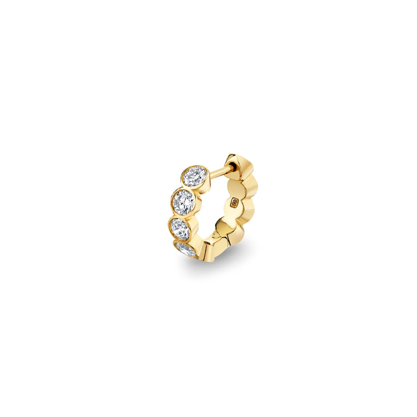Gold & Diamond Large Bezel Huggie Hoops