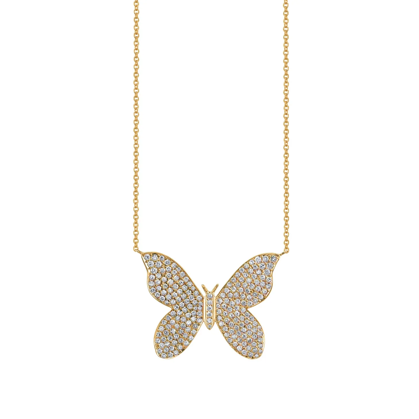 Gold & Diamond Large Butterfly Necklace