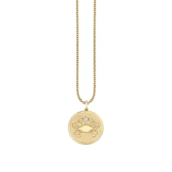 Gold & Diamond Large Cancer Zodiac Medallion