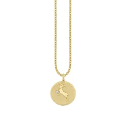 Gold & Diamond Large Capricorn Zodiac Medallion