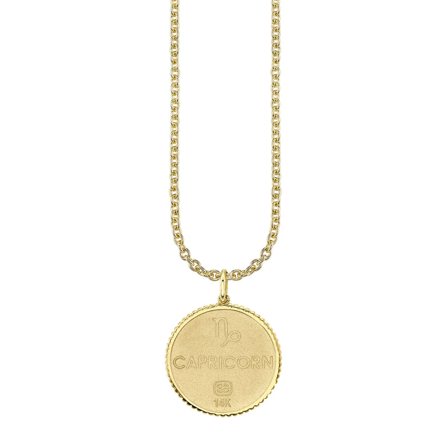 Gold & Diamond Large Capricorn Zodiac Medallion