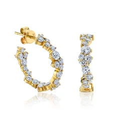 Gold & Diamond Large Cocktail Medium Hoops