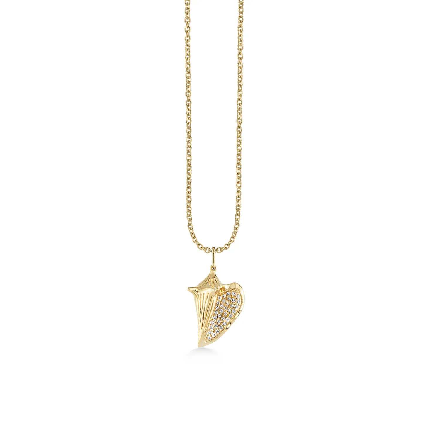 Gold & Diamond Large Conch Shell Charm
