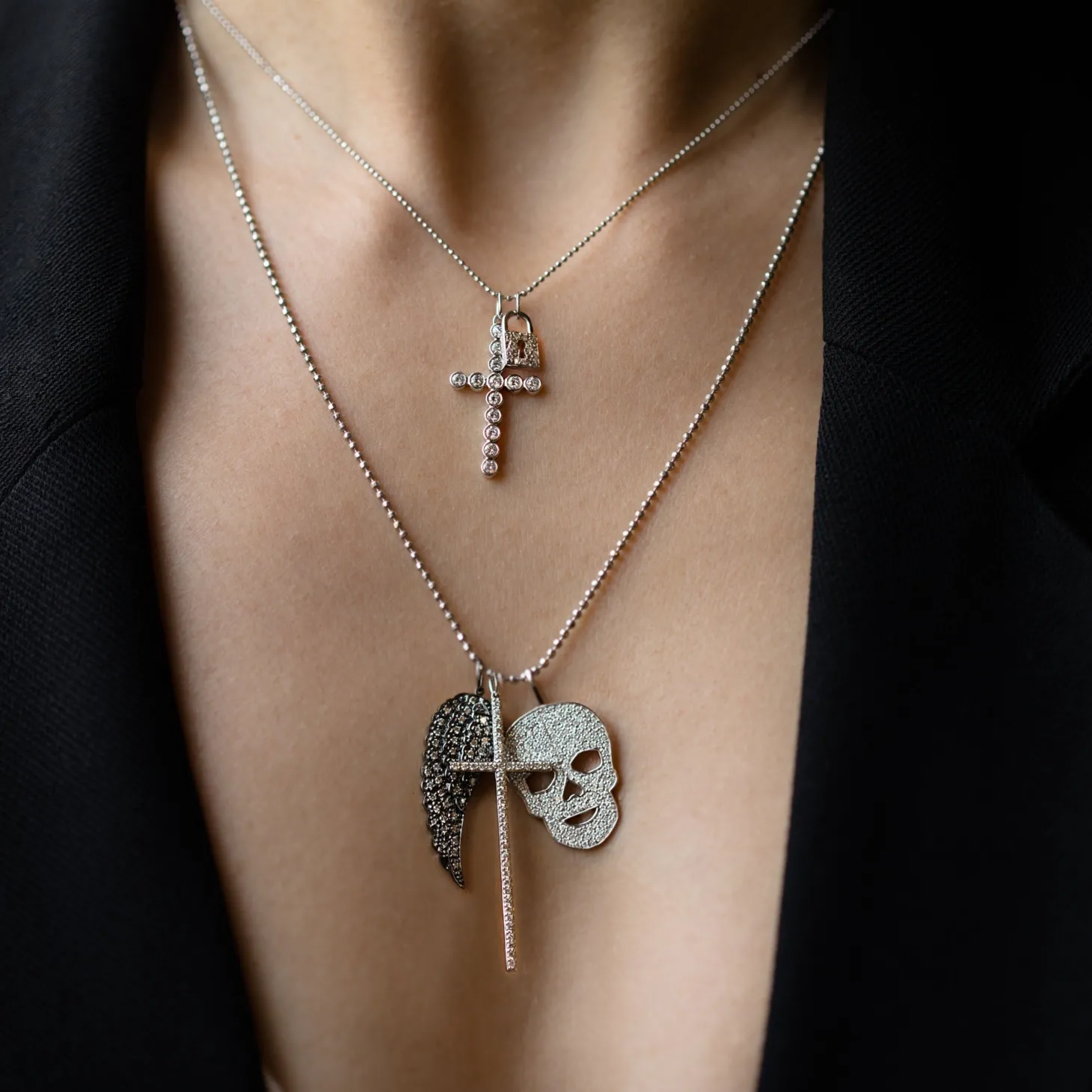 Gold & Diamond Large Cross Charm