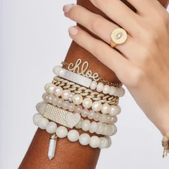 Gold & Diamond Large Custom Script Bracelet