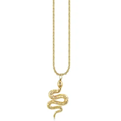Gold & Diamond Large Etched Snake Charm