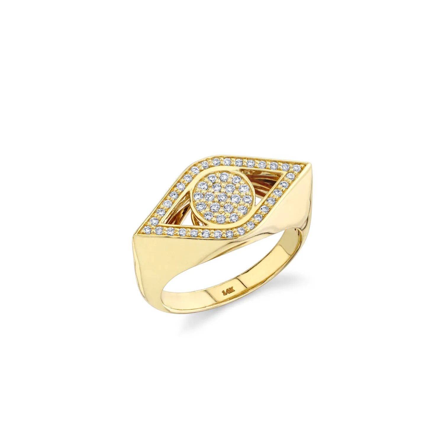 Gold & Diamond Large Eye Signet Ring