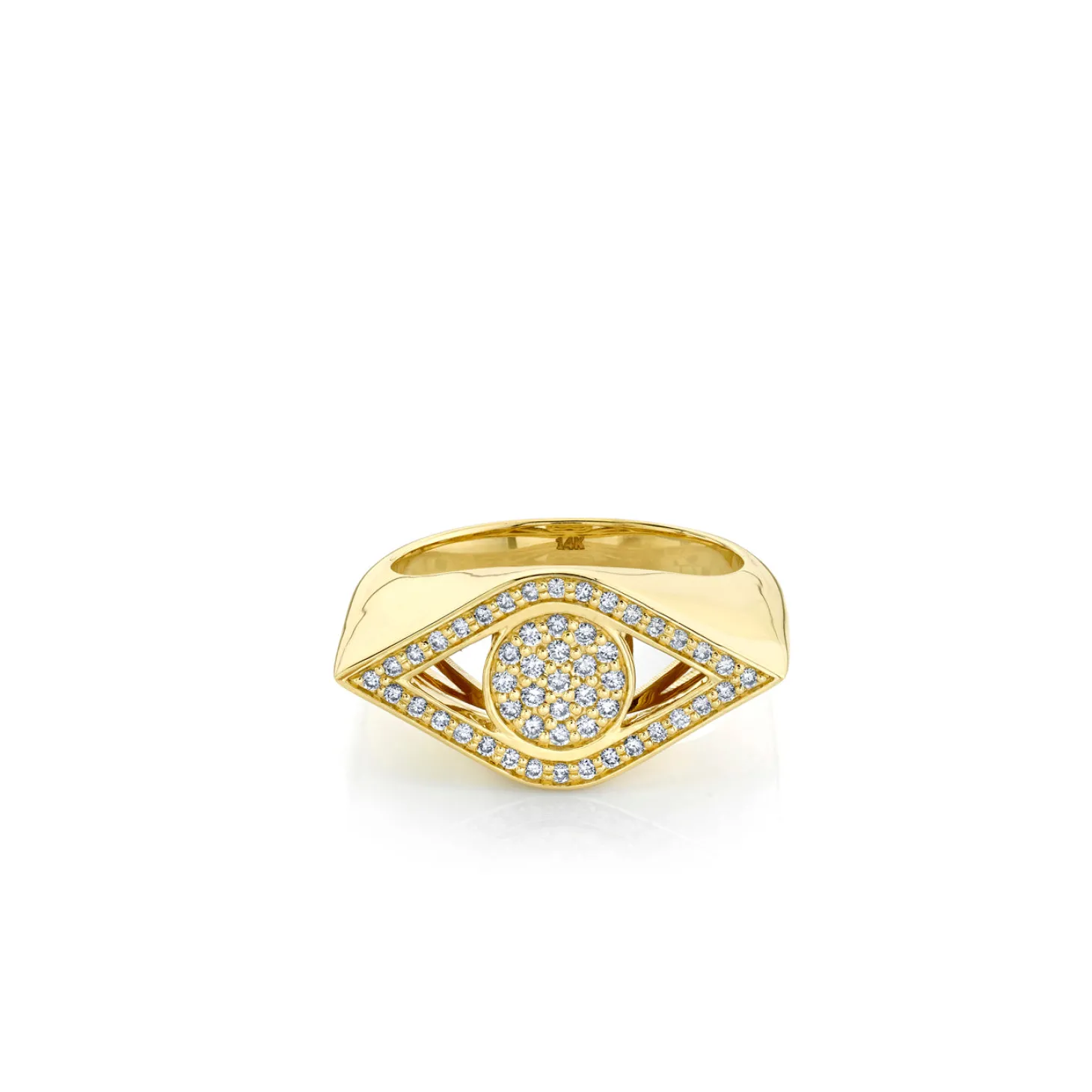 Gold & Diamond Large Eye Signet Ring