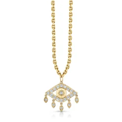 Gold & Diamond Large Eye With Marquise Eye Fringes Charm