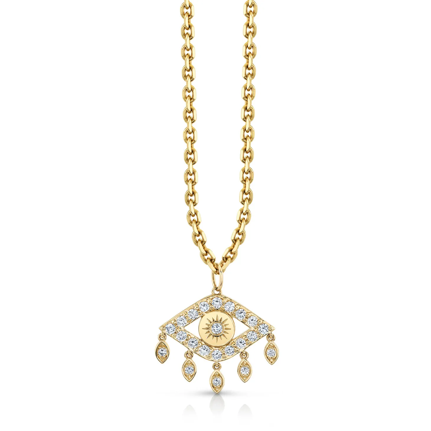 Gold & Diamond Large Eye With Marquise Eye Fringes Charm