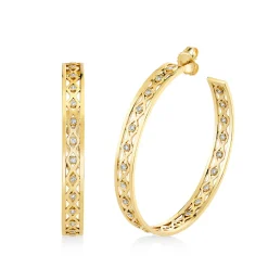 Gold & Diamond Large Fishnet Hoops
