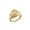 Gold & Diamond Large Fluted Signet Ring