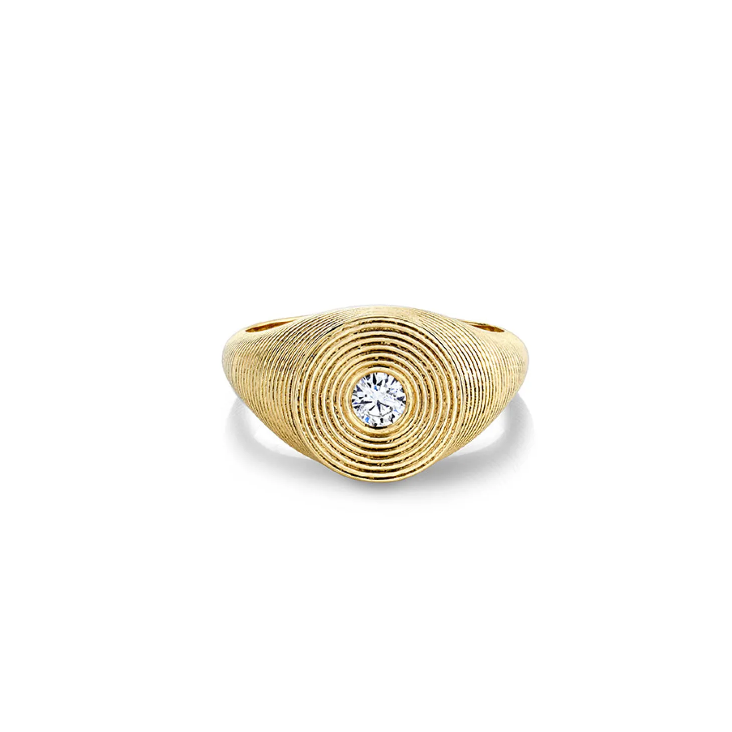 Gold & Diamond Large Fluted Signet Ring