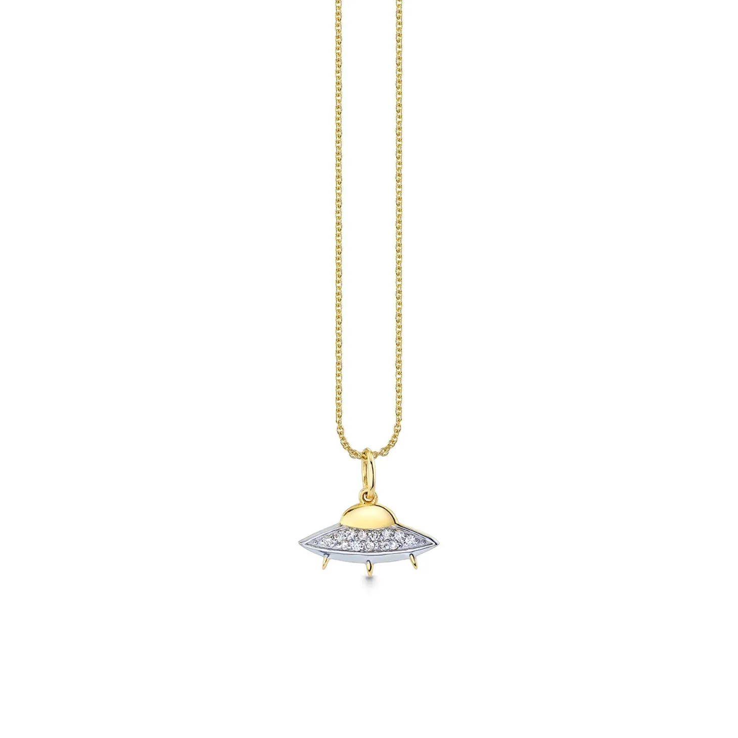Gold & Diamond Large Flying Saucer Charm