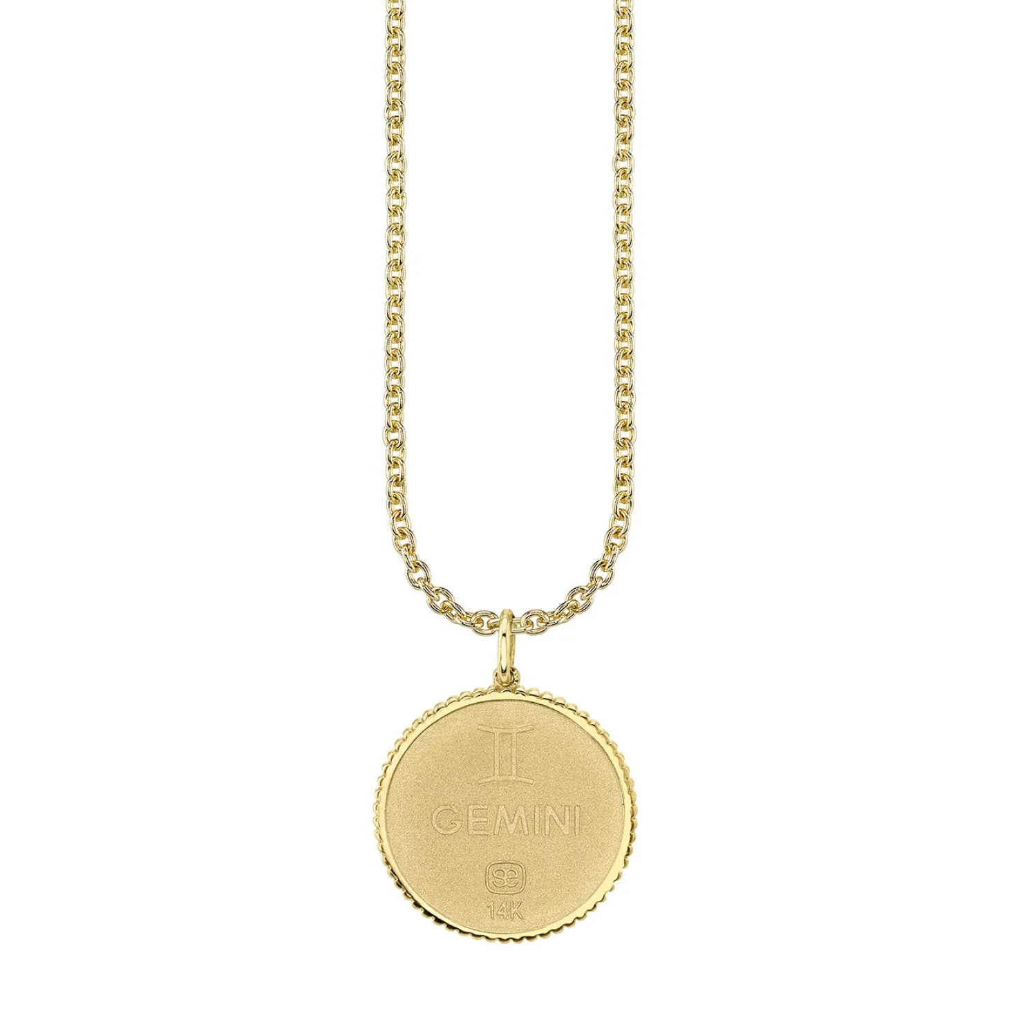 Gold & Diamond Large Gemini Zodiac Medallion