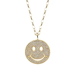 Gold & Diamond Large Happy Face Charm