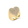 Gold & Diamond Large Heart Signet Ring