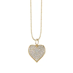Gold & Diamond Large Heart Charm