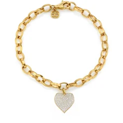 Gold & Diamond Large Heart Bracelet