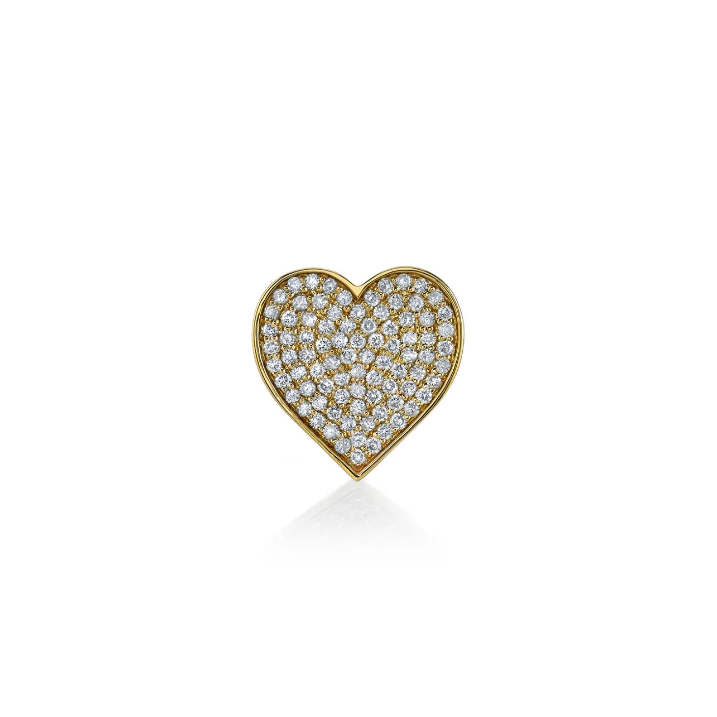Gold & Diamond Large Heart Stud