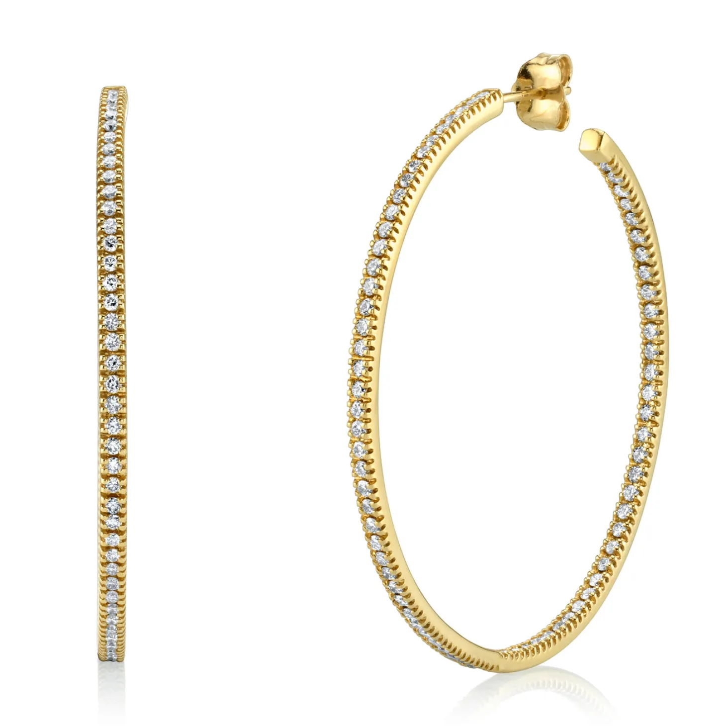 Gold & Diamond Large Hoops