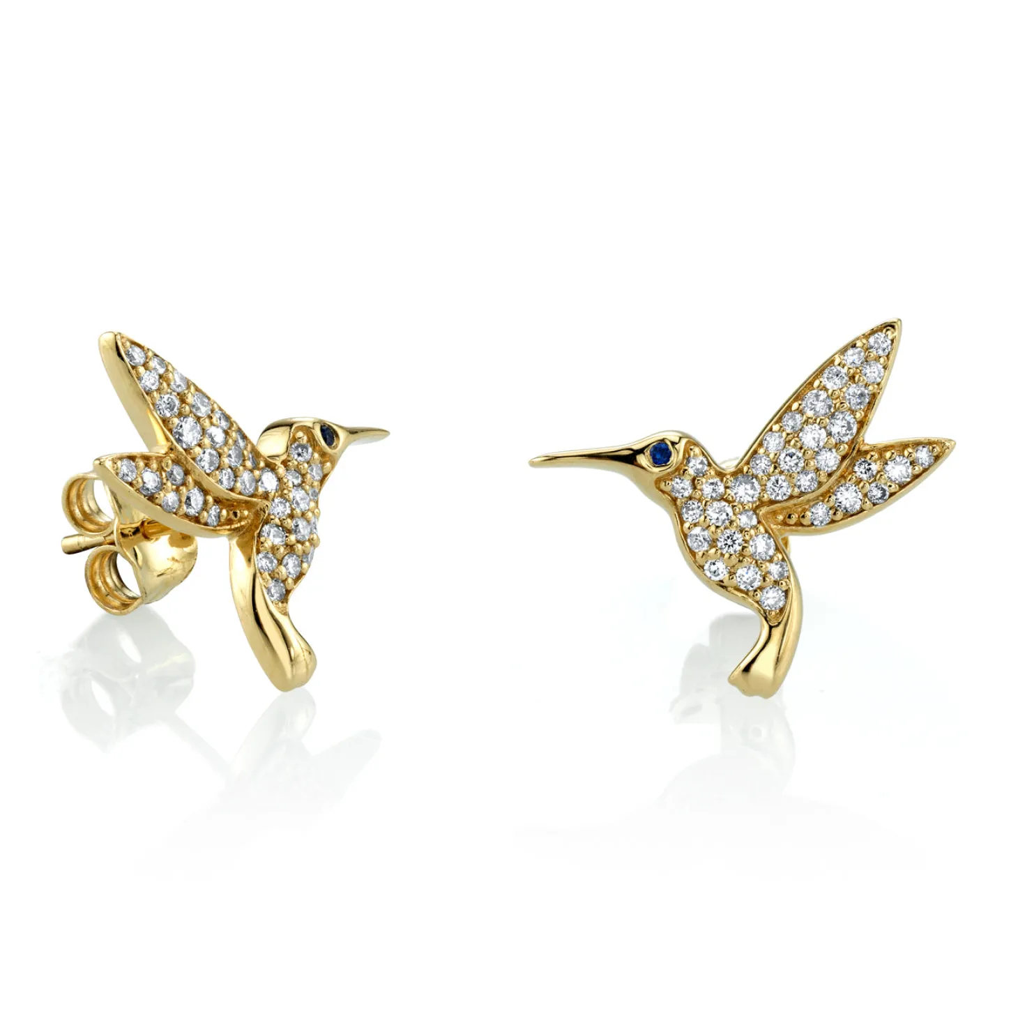 Gold & Diamond Large Hummingbird Stud